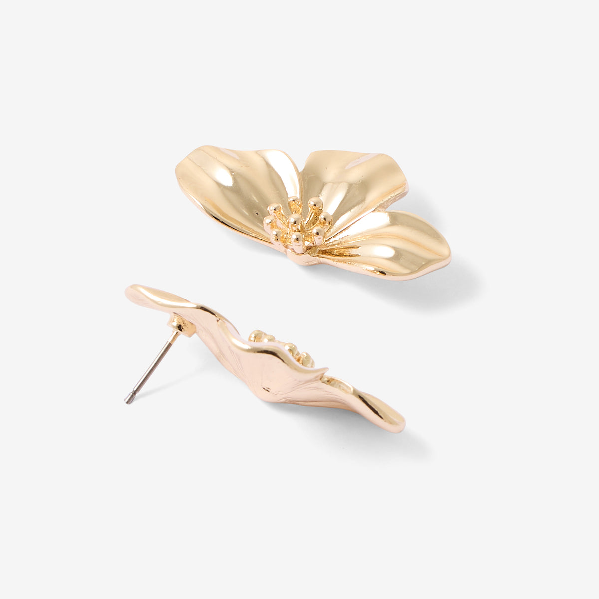 Boucles d'oreilles demi fleurs en métal doré