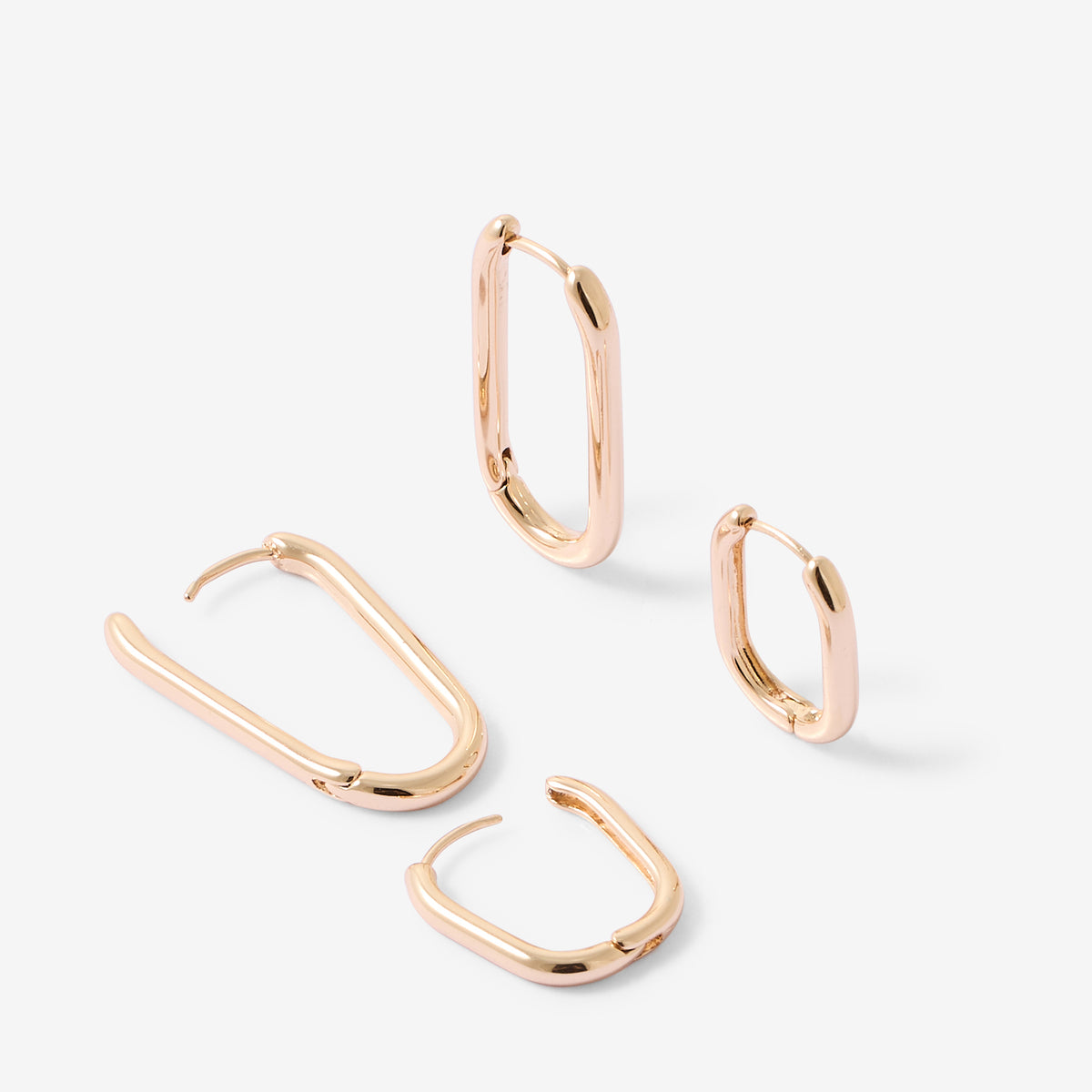 Set de 2 paires de créoles rectangles dorées