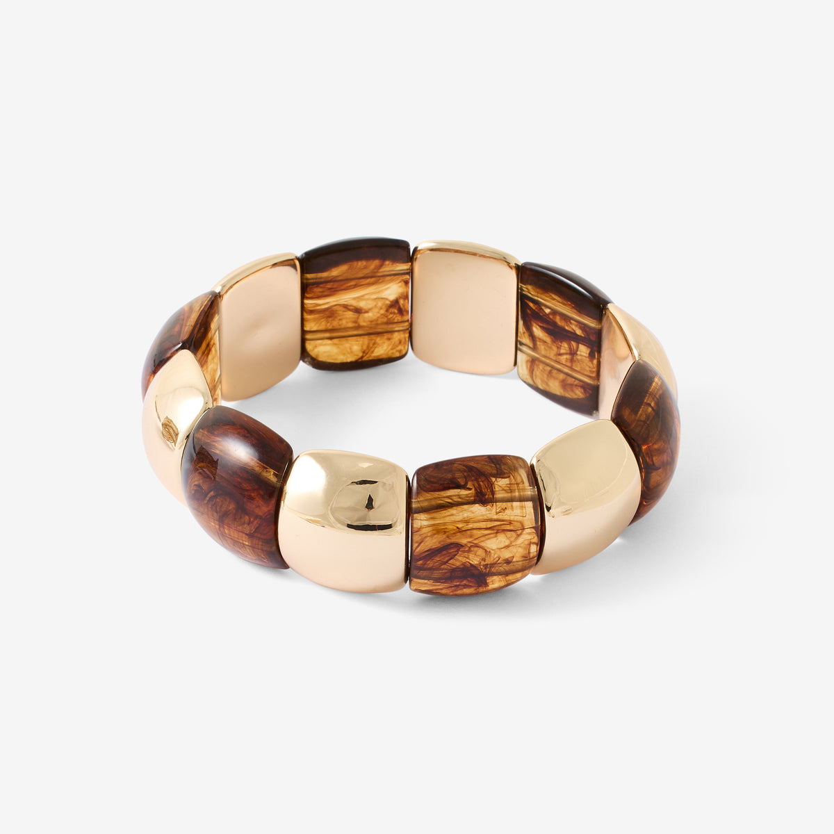 Bracelet à piécettes marron et doré