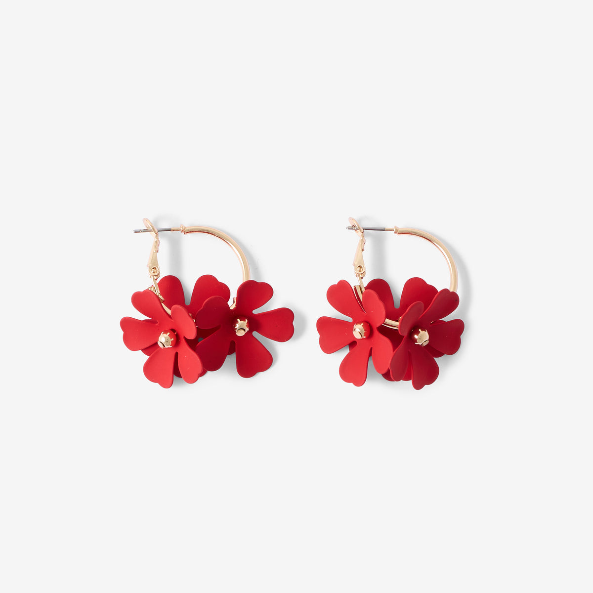 Créoles fleurs rouges