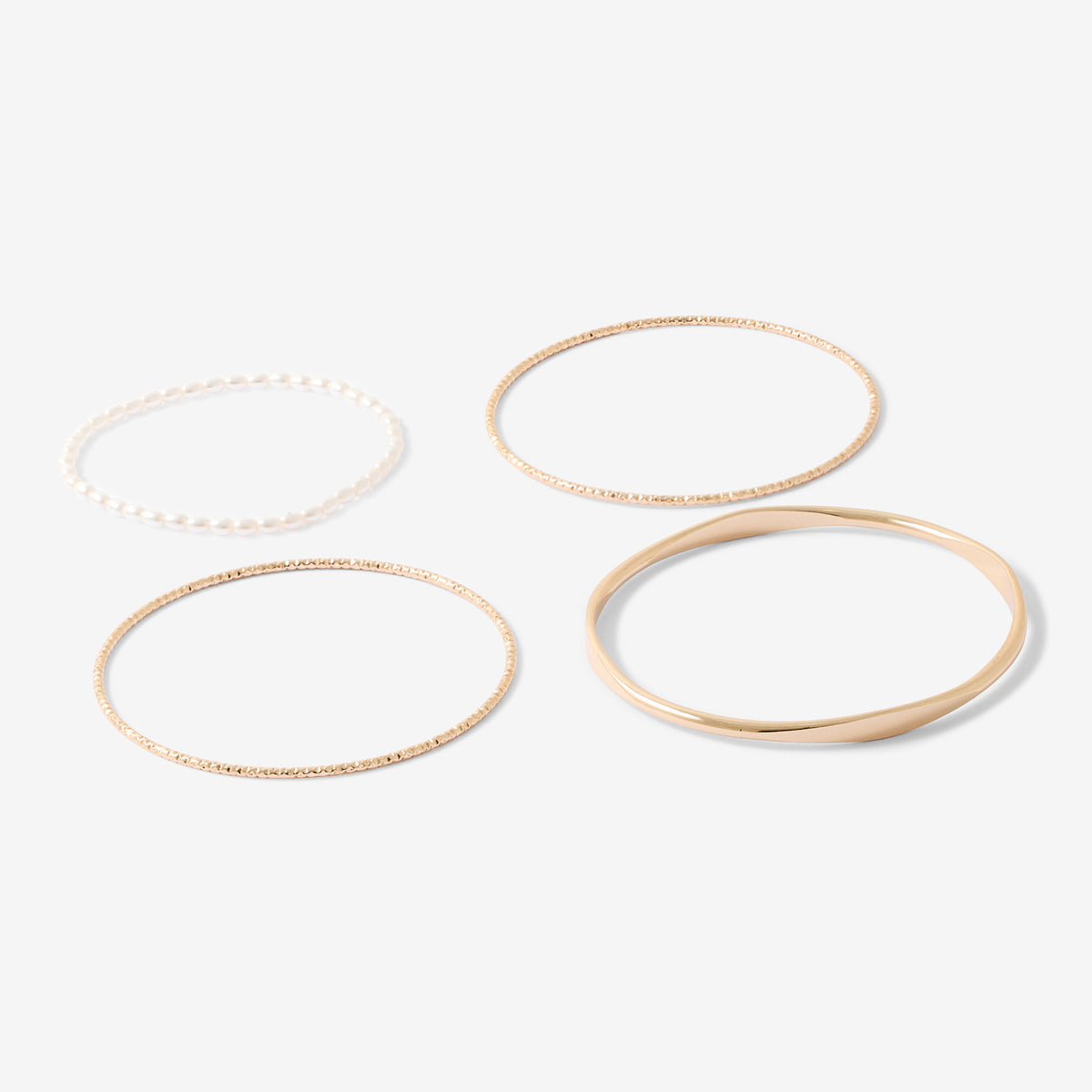 Set de  4 joncs perle et métal doré