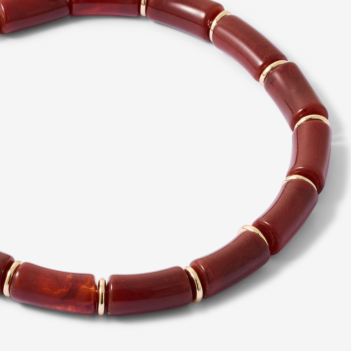 Collier tubes en résine bordeaux