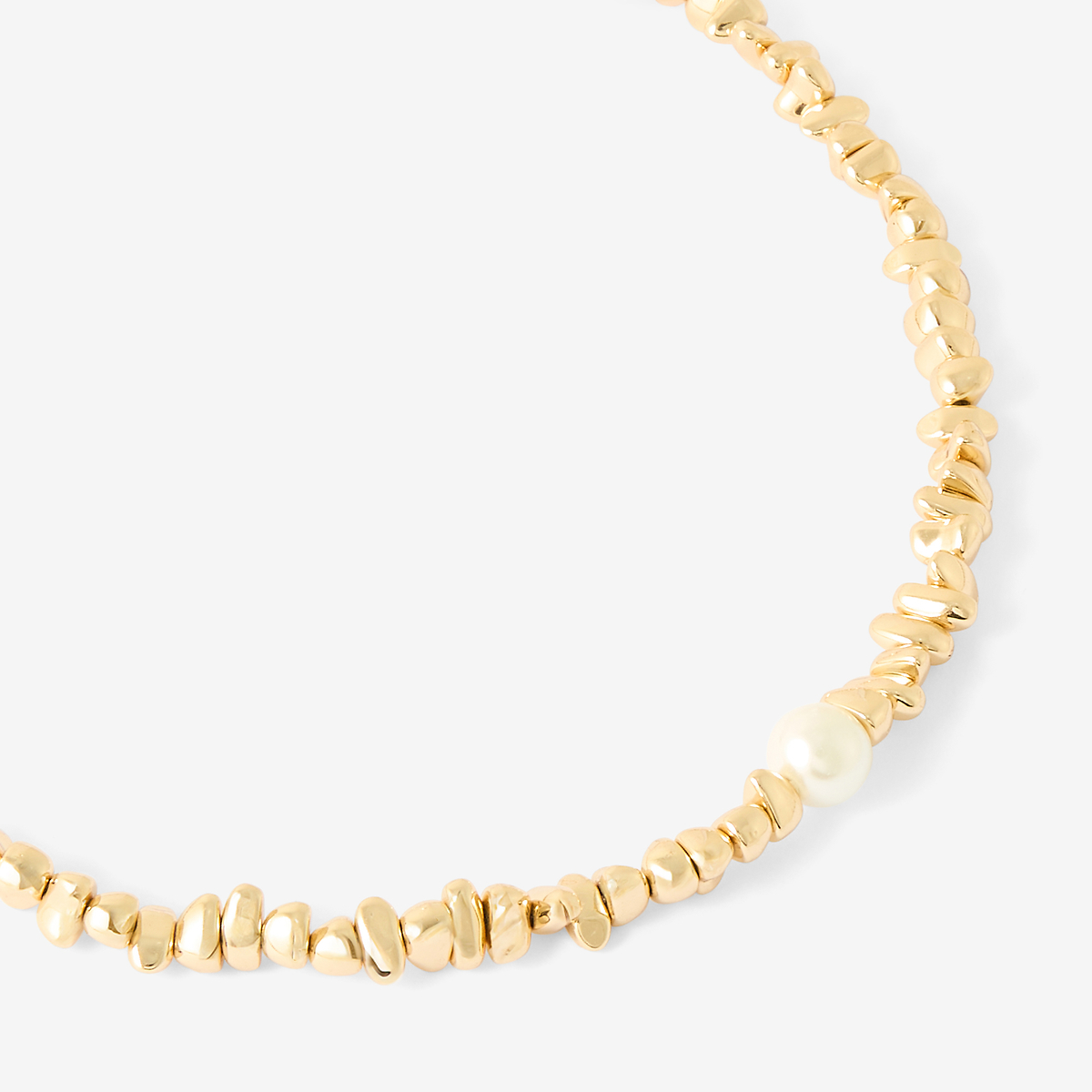 Collier perles dorées avec perle effet nacre