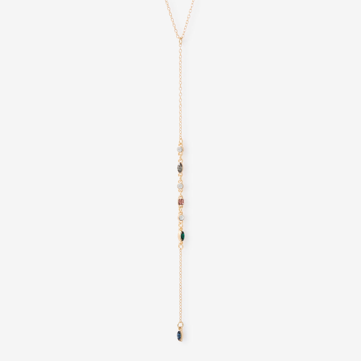 Sautoir Y avec strass multicolore