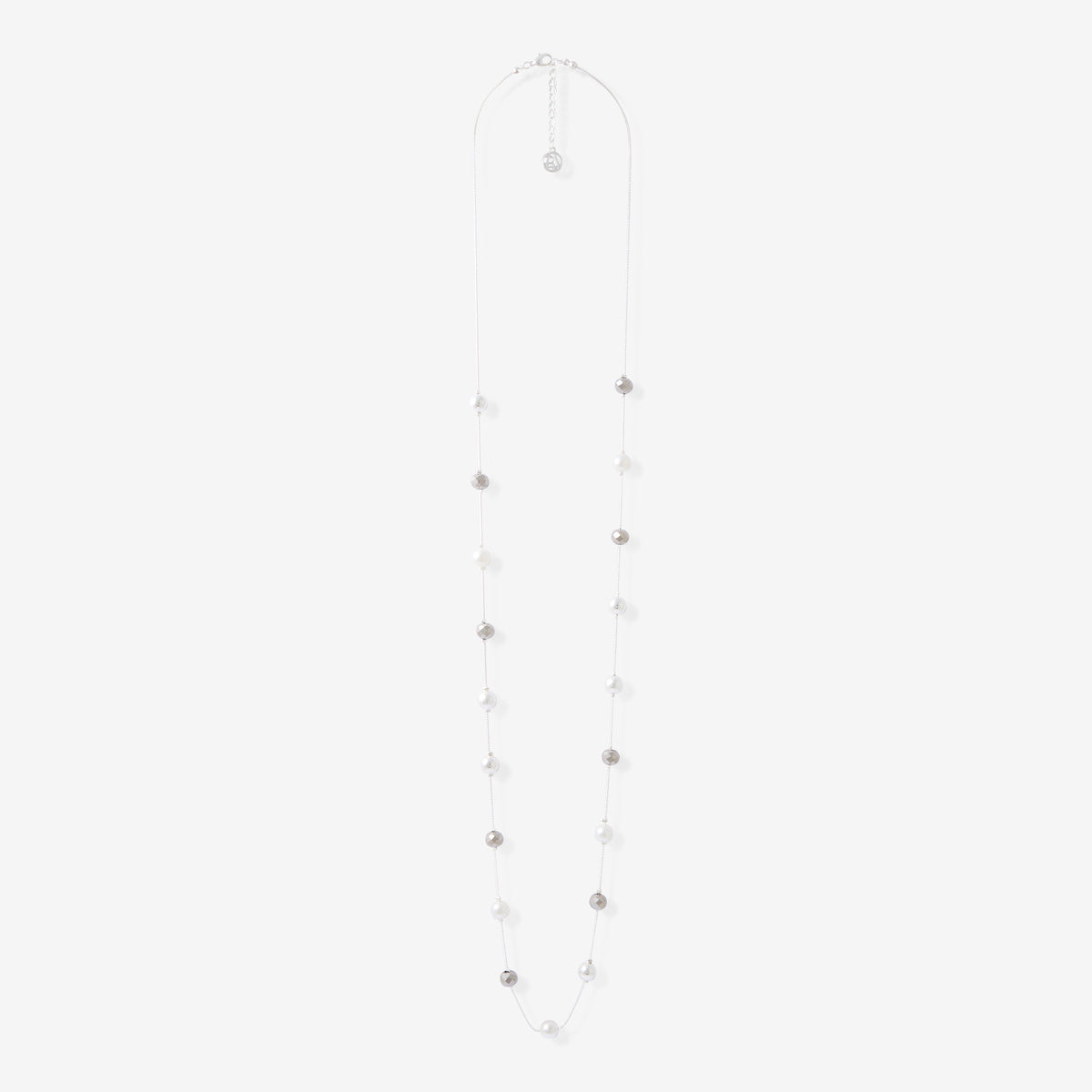 Sautoir perles assorties argentées