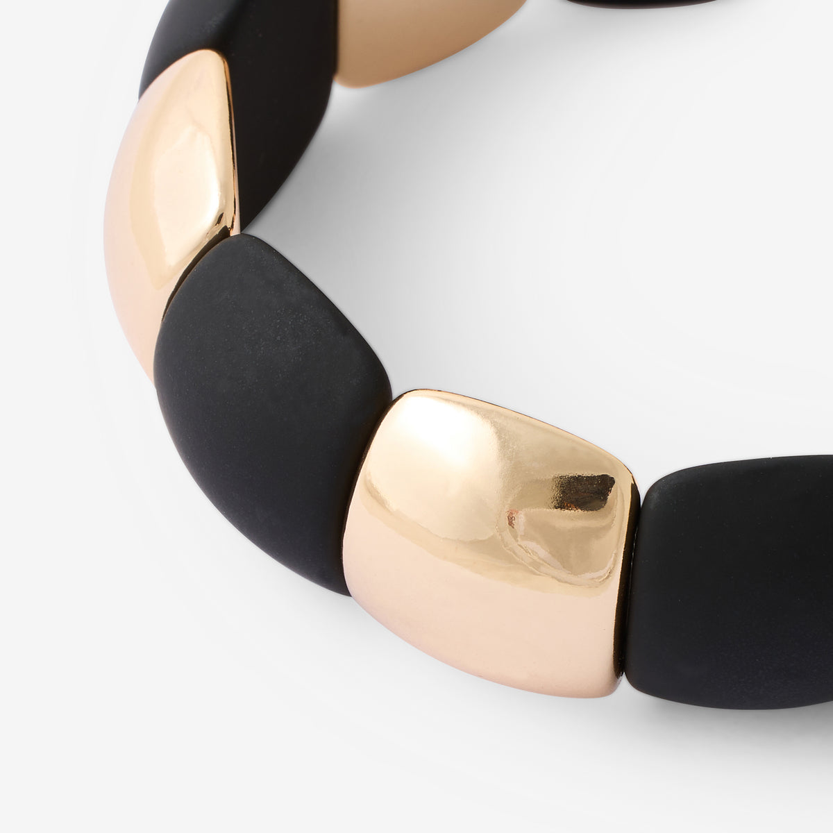 Bracelet élastique noir et doré