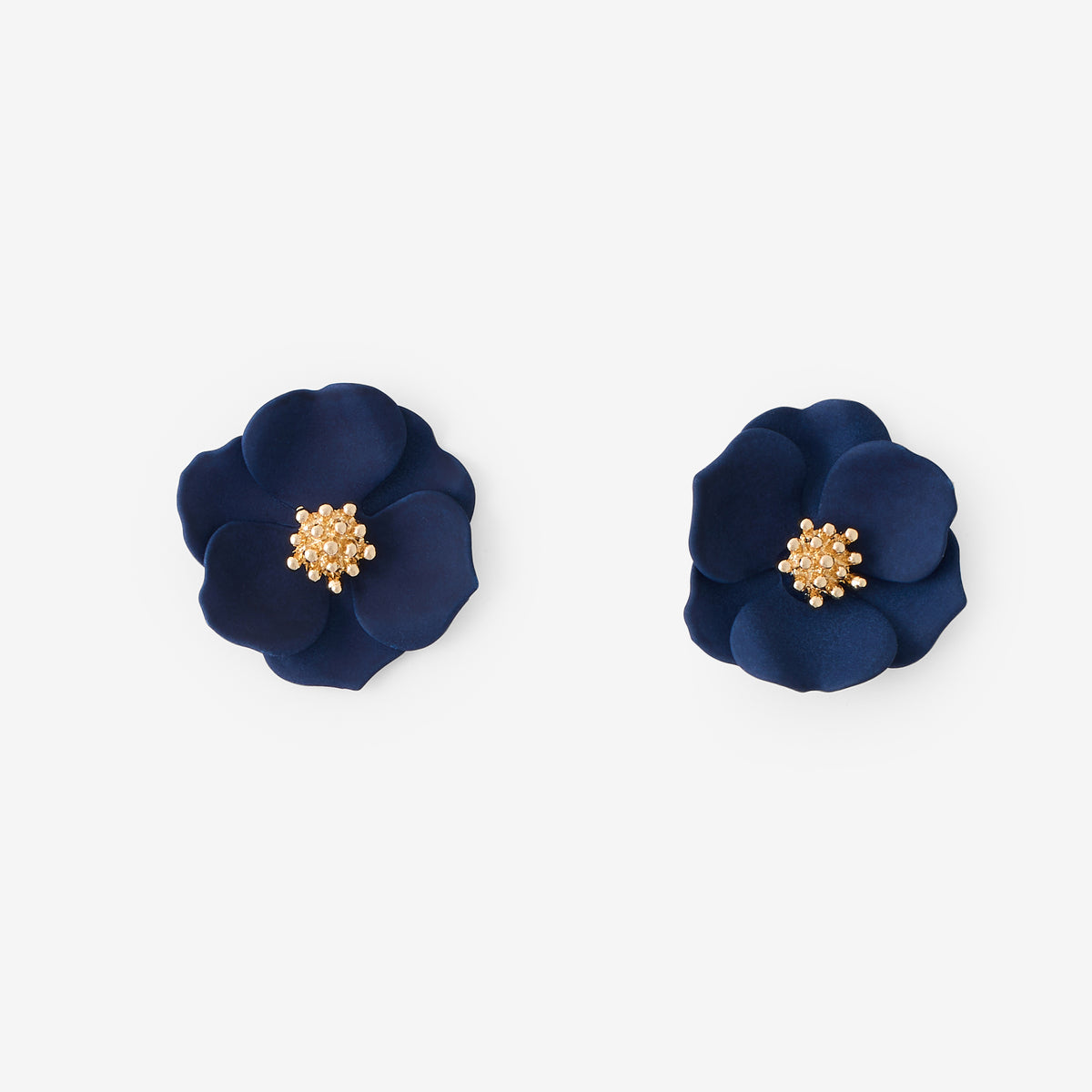 Boucles d'oreilles fleurs en coating bleu