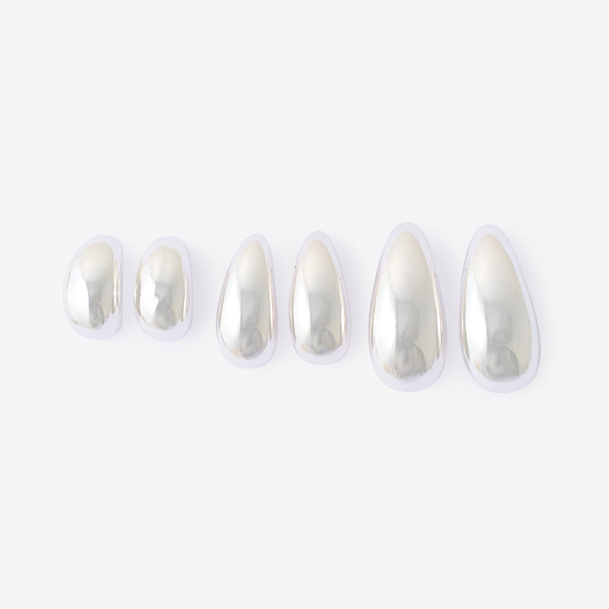 Set de 3 paires de boucles d’oreilles gouttes argentées
