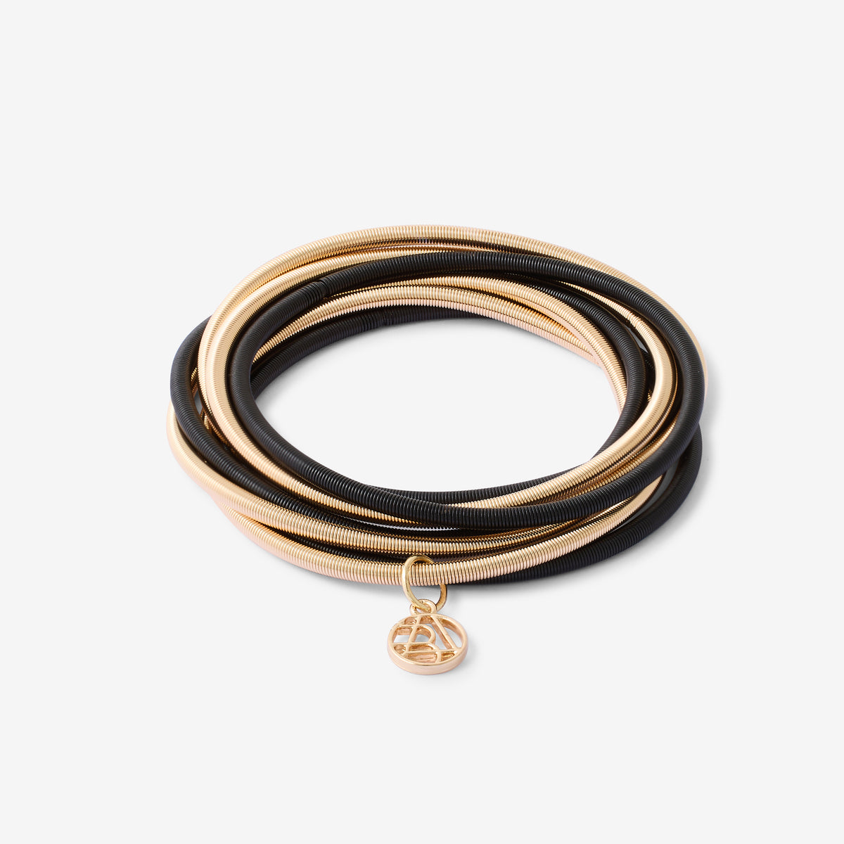 Set de 8 bracelets ressorts noirs et dorés