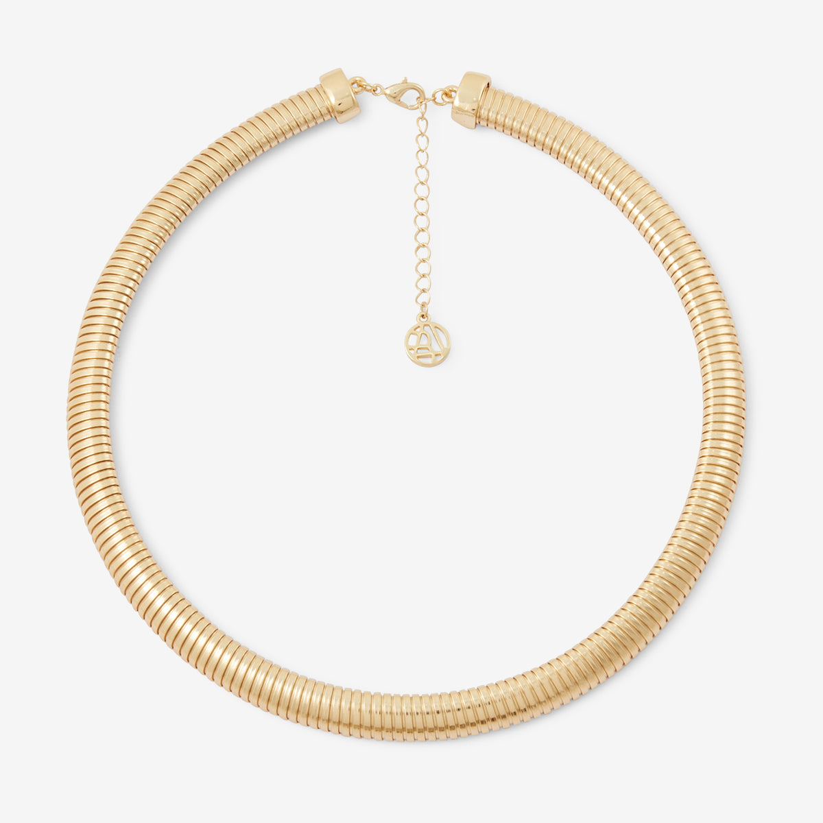 Collier torque en métal strié doré