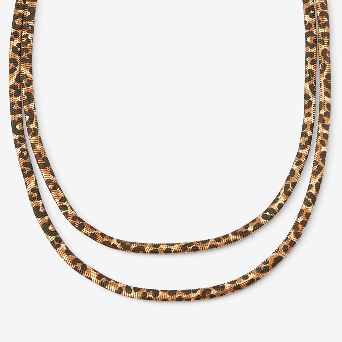 Collier 2 rangs Balagane à imprimé léopard