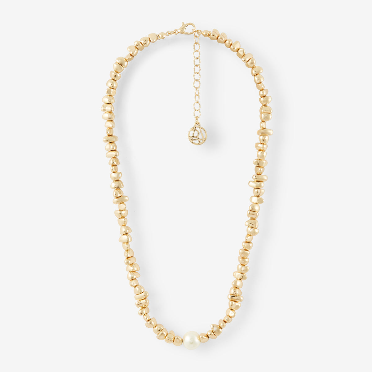 Collier perles dorées avec perle effet nacre