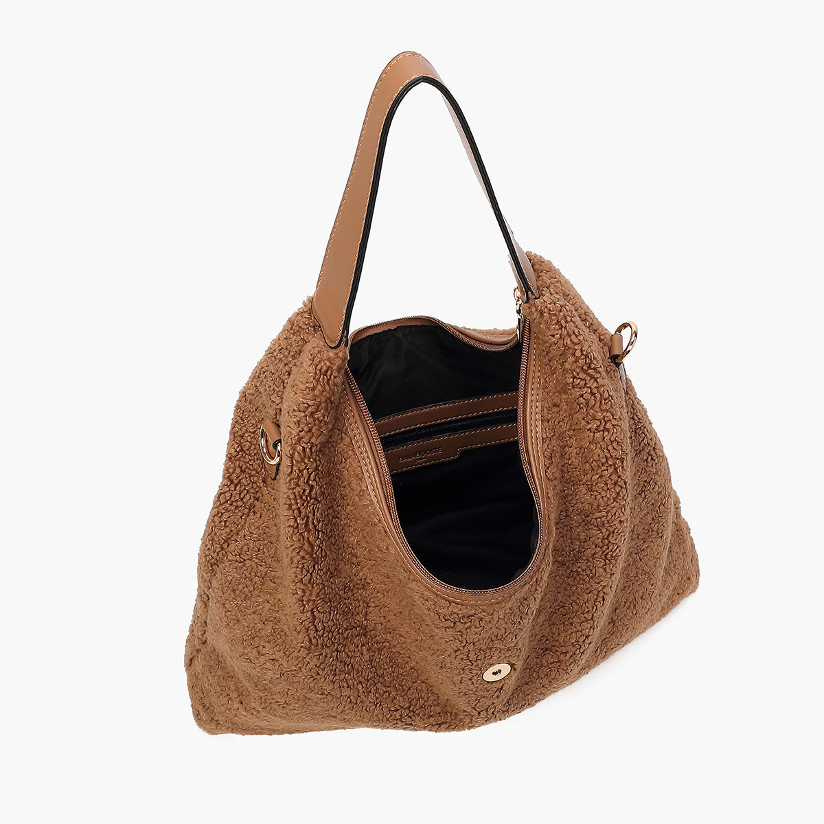 Sac hobo marron effet mouton
