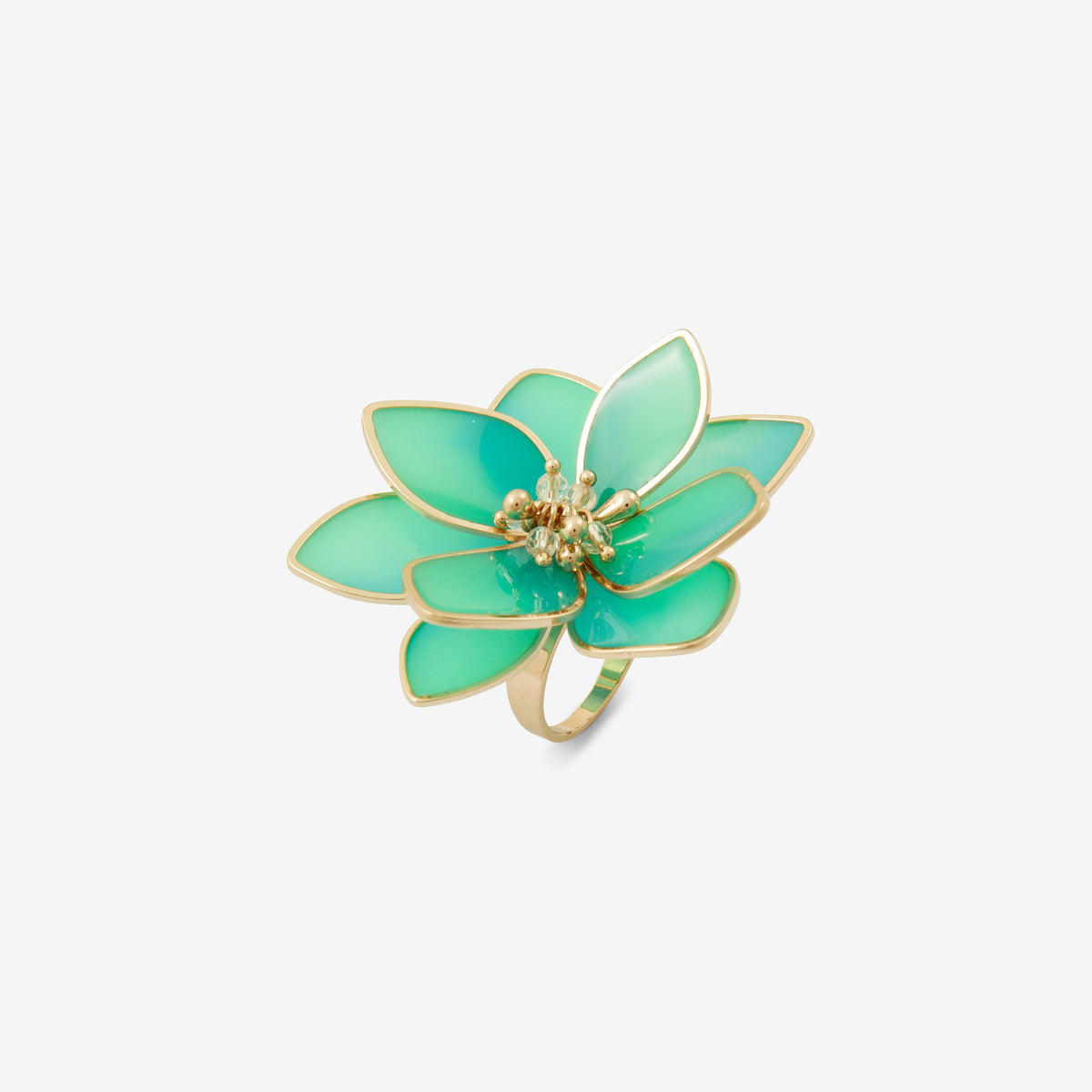 Grosse bague fleur verte