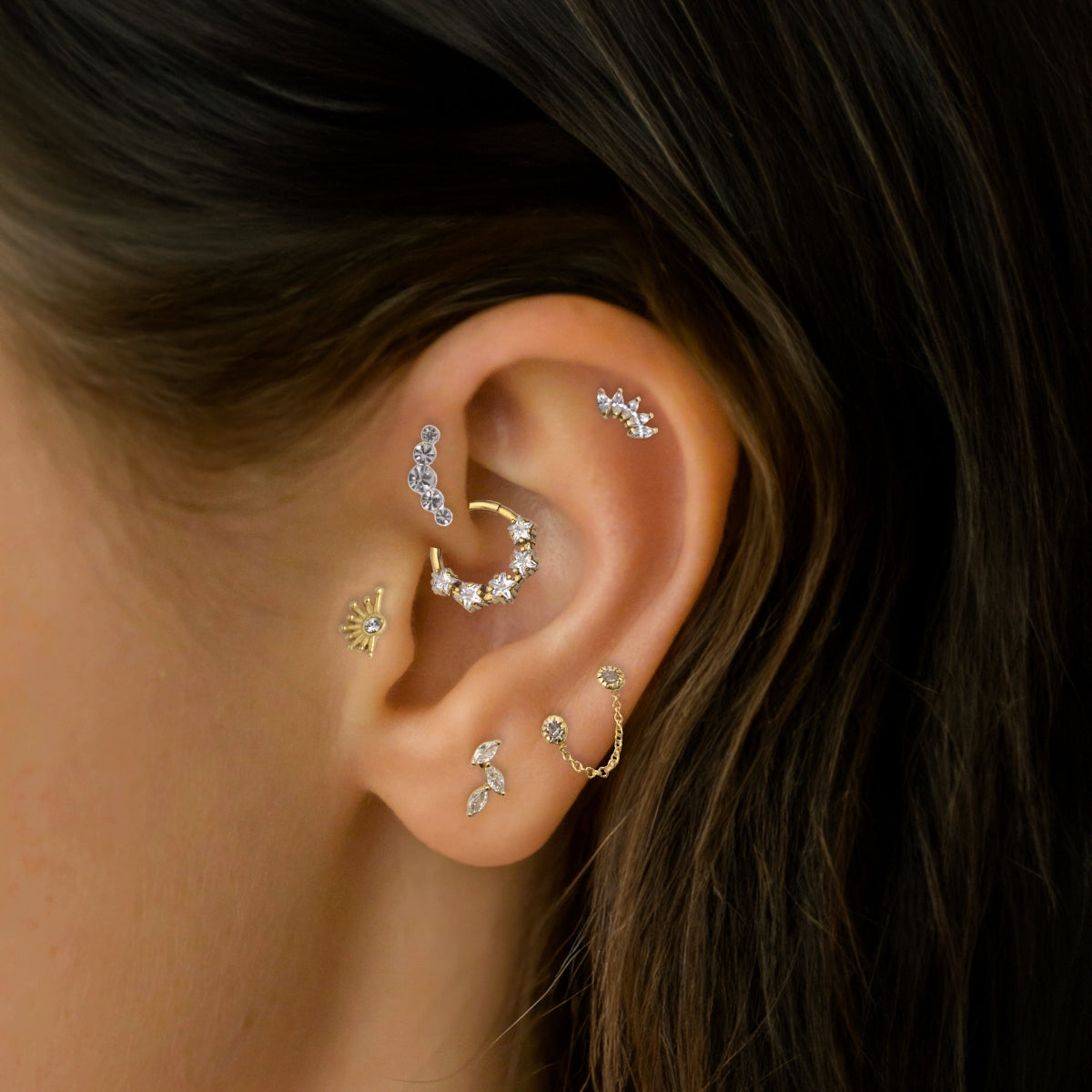 Piercing stud helix/tragus strass de zirconium