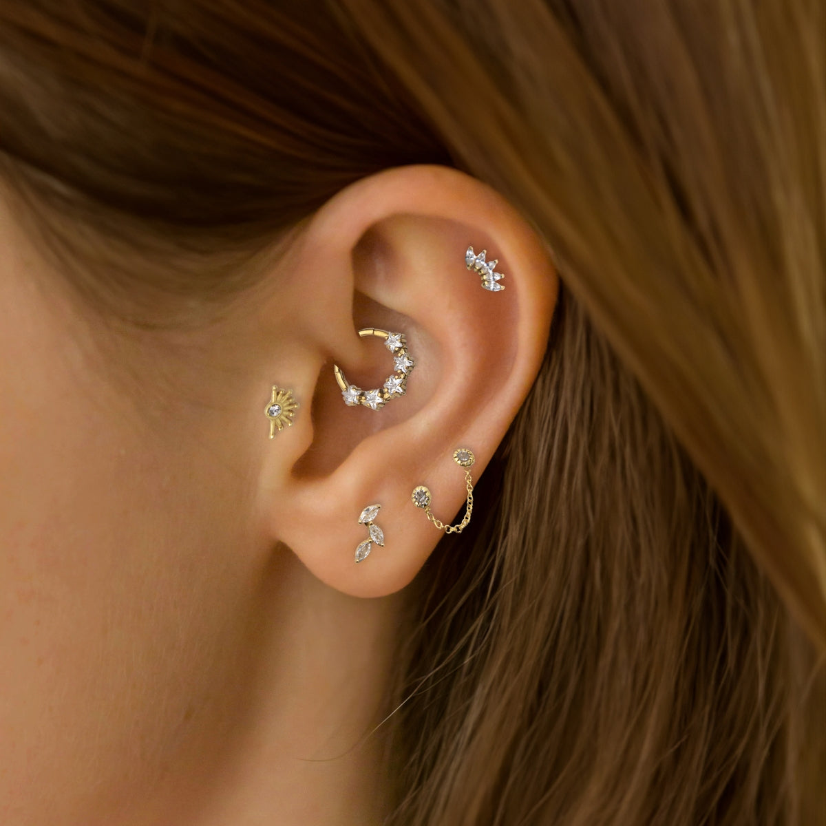 Piercing hélix/tragus anneau en acier chirurgical et zirconium