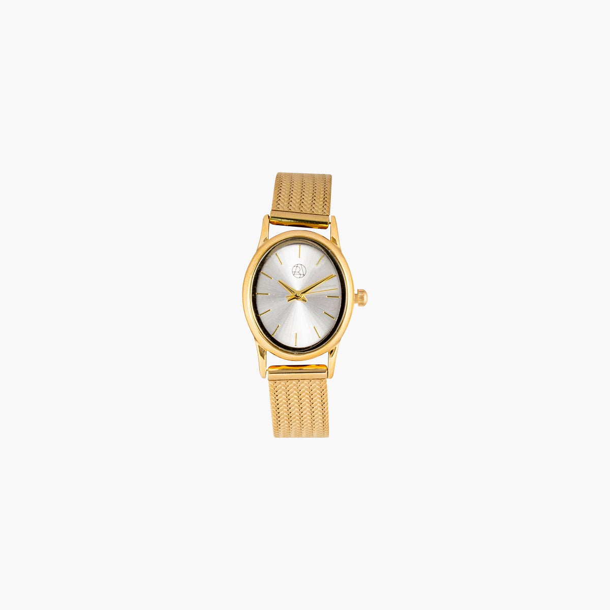 Montre cadran ovale bracelet maille dorée