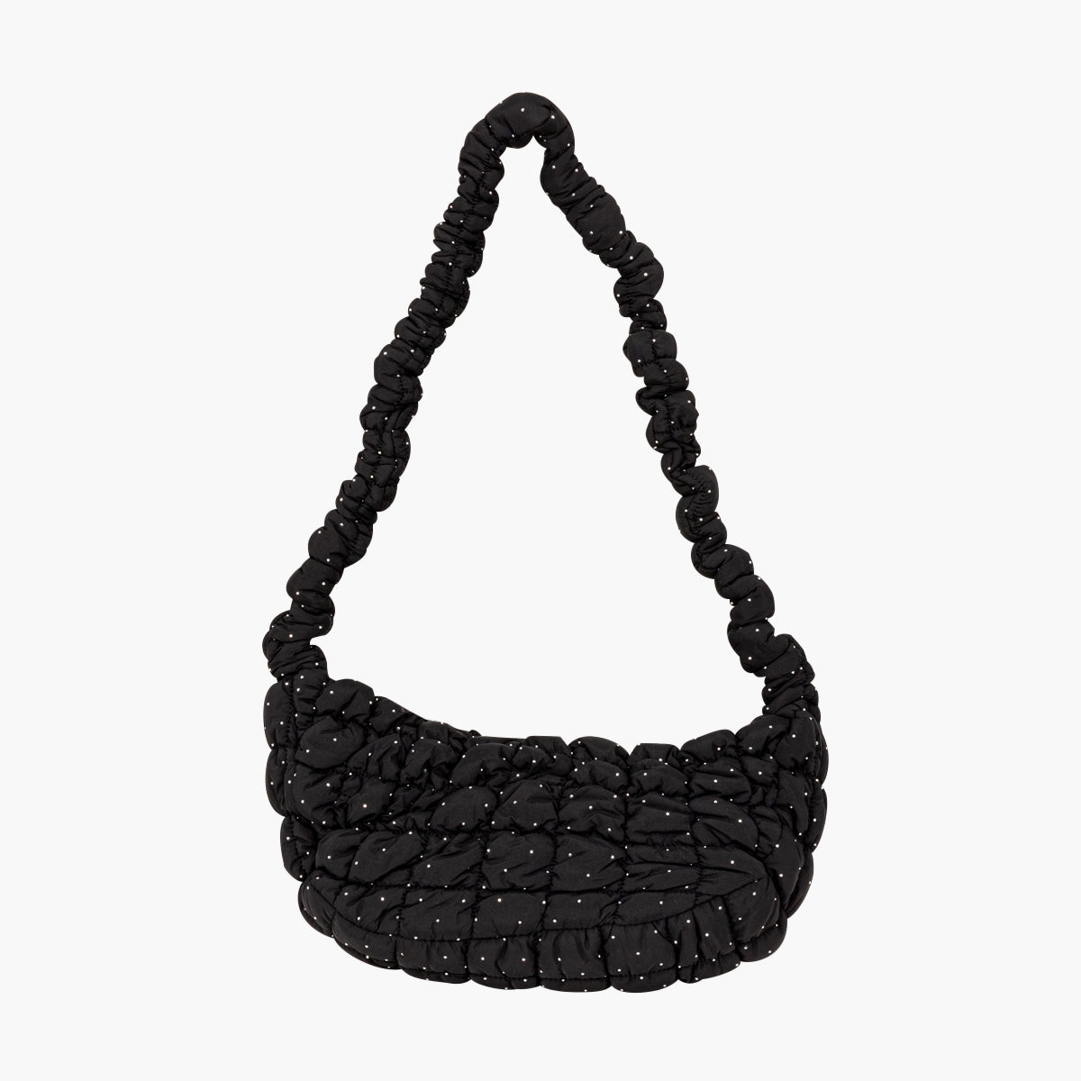 Sac hobo noir matelassé à strass