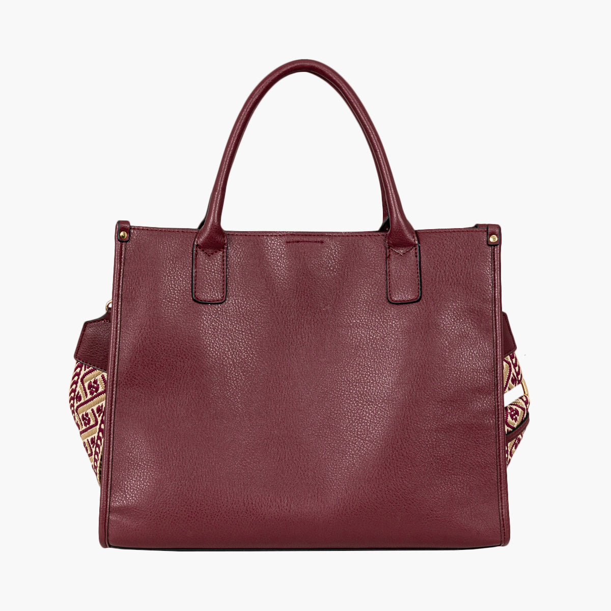 Sac cabas bordeaux avec bandoulière à motif