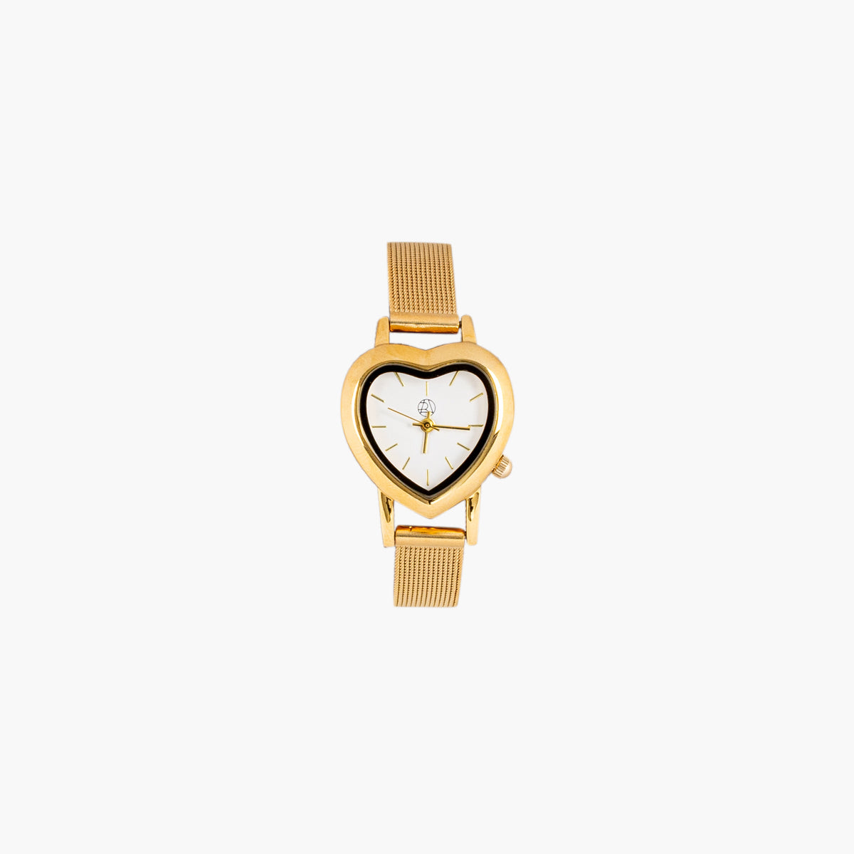 Montre cadran cœur bracelet maille doré