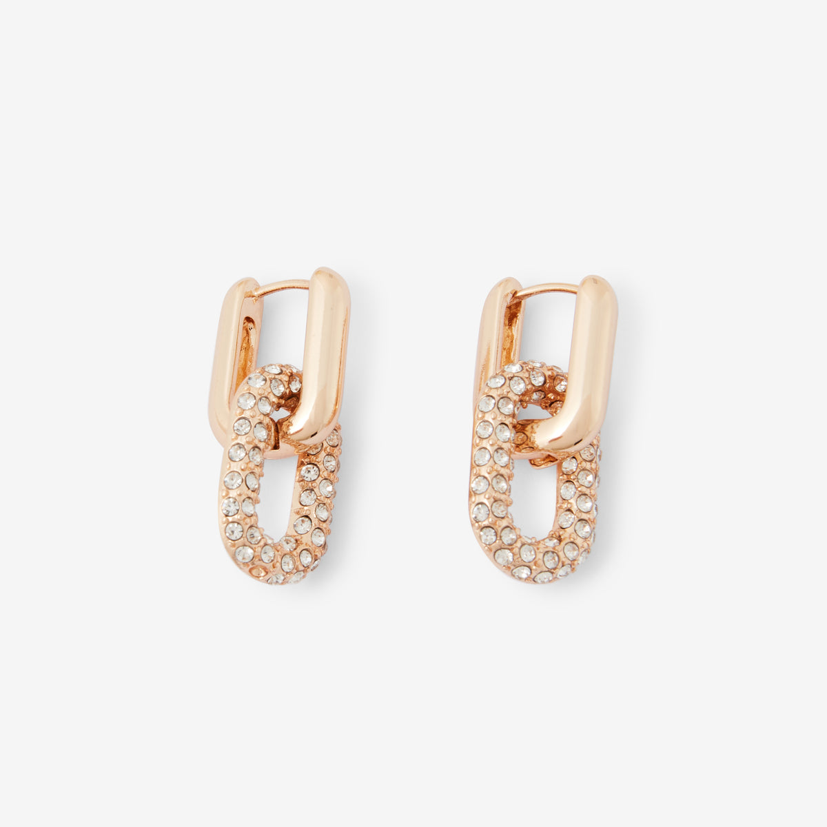 Boucles d’oreilles à double anneaux ovales à strass