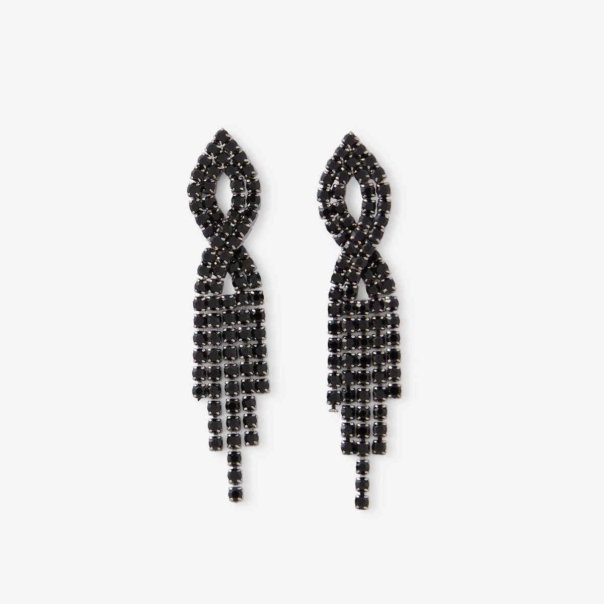 Boucles d'oreilles longues à strass noirs