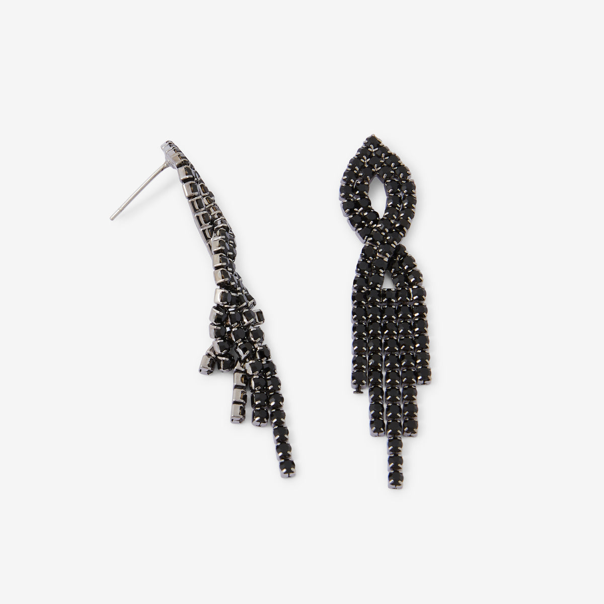Boucles d'oreilles longues à strass noirs