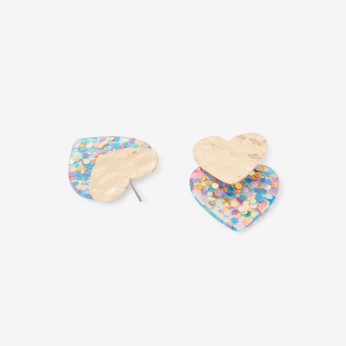 Boucles d'oreilles cœur pailletées multicolores