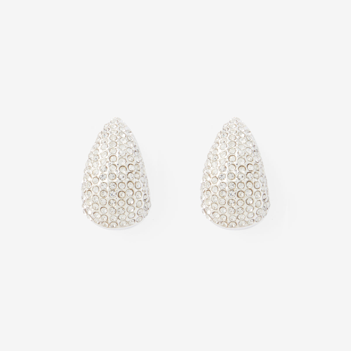 Boucles d’oreilles gouttes strass argentées