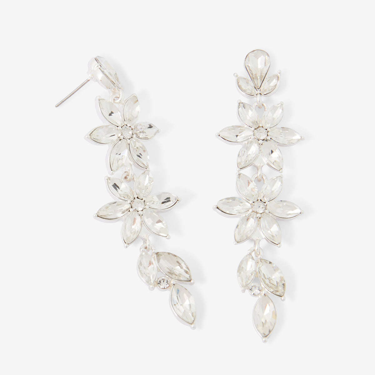 Boucles d’oreilles longues à fleurs strassées