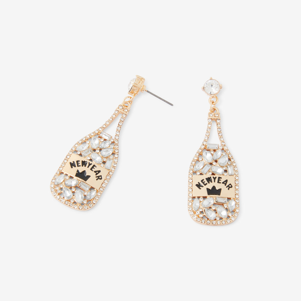 Boucles d’oreilles bouteille de champagne à strass