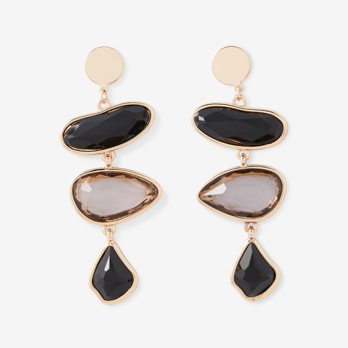 Boucles d'oreilles longues à facettes noires