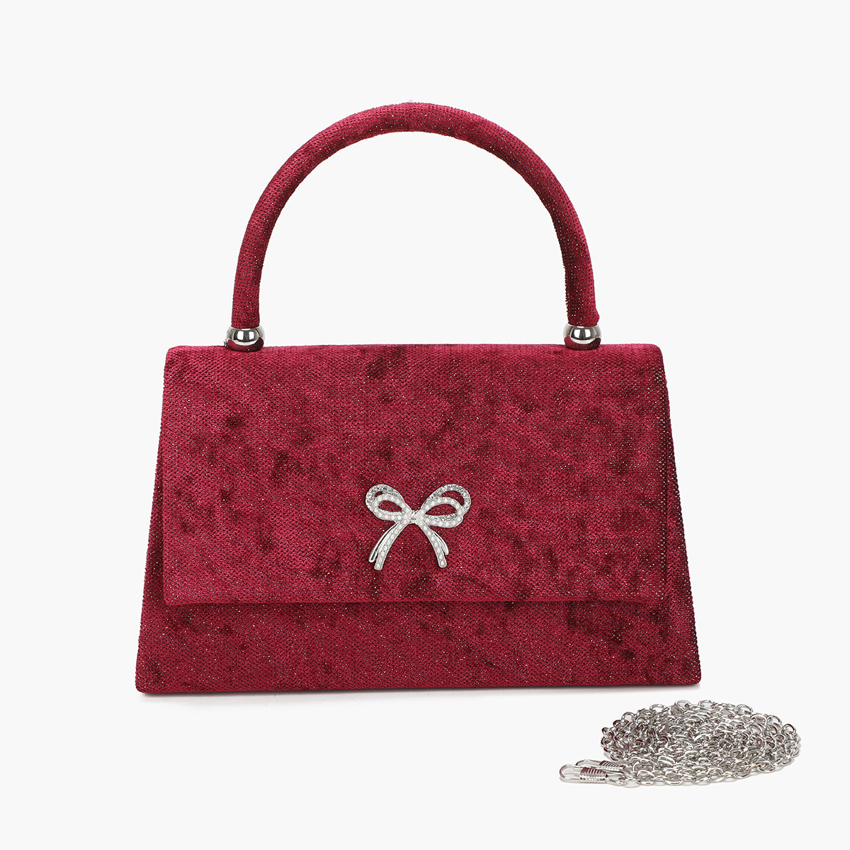 Sac à main effet velours rouge