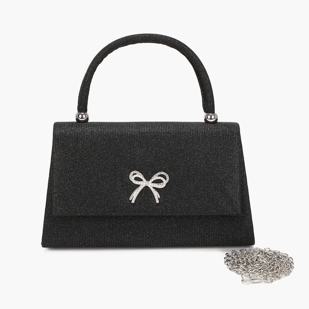 Sac à main métallisé noir