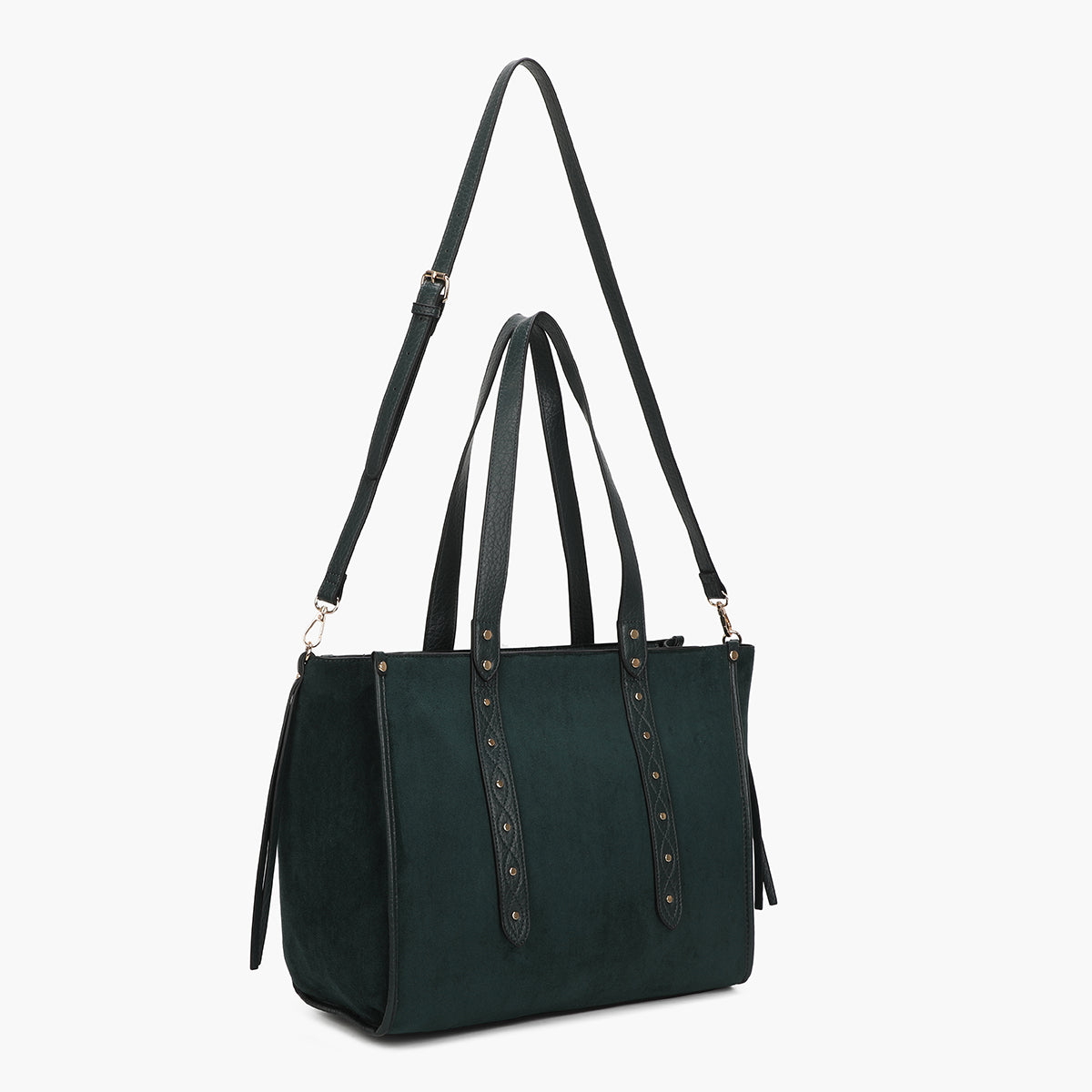 Sac cabas effet suédé vert foncé