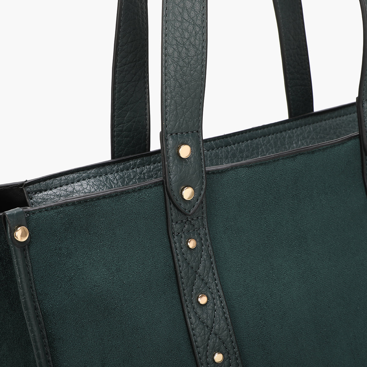 Sac cabas effet suédé vert foncé