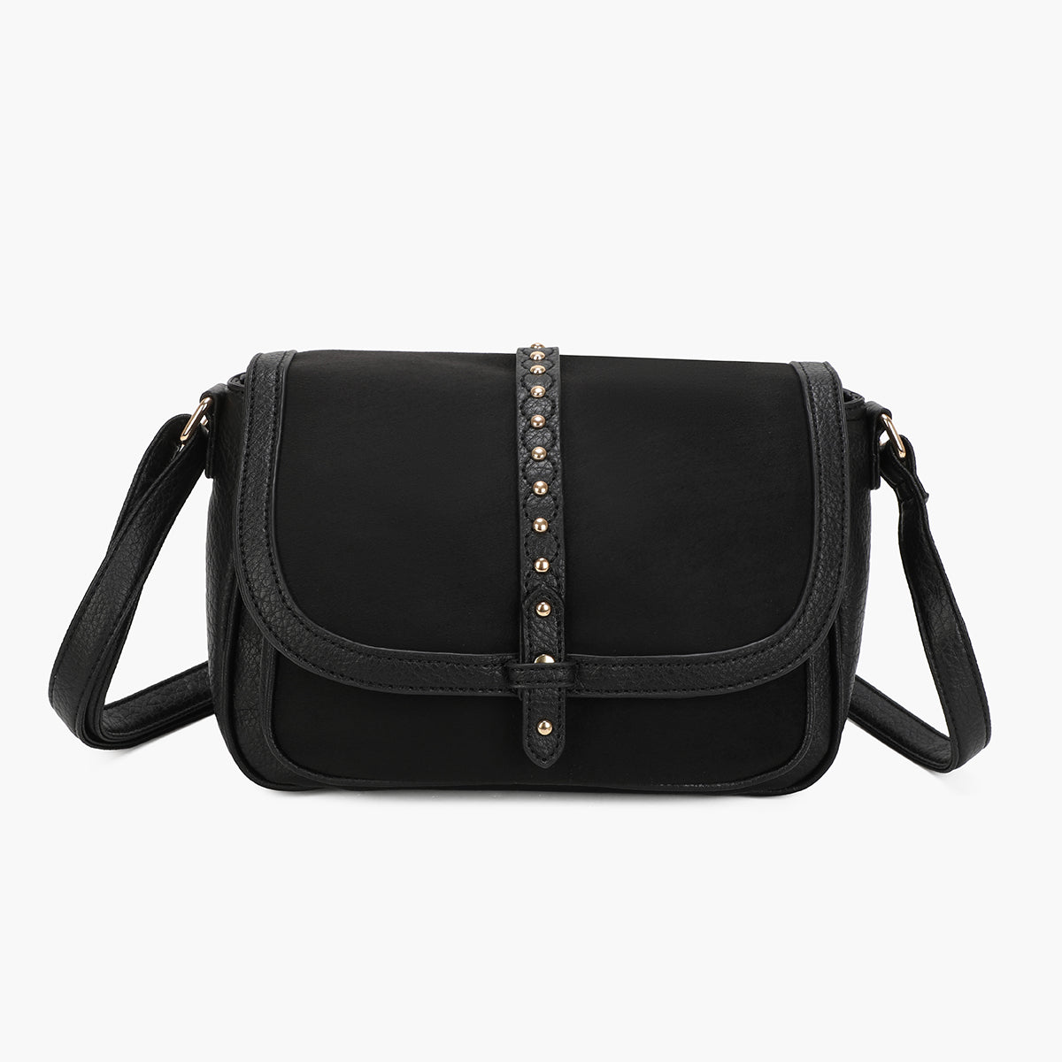 Sac à bandoulière effet suédé noir