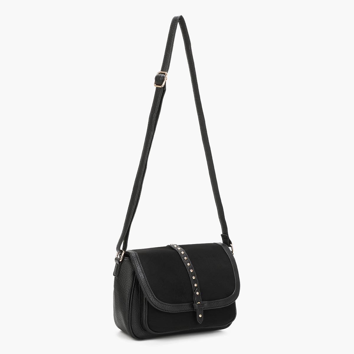 Sac à bandoulière effet suédé noir