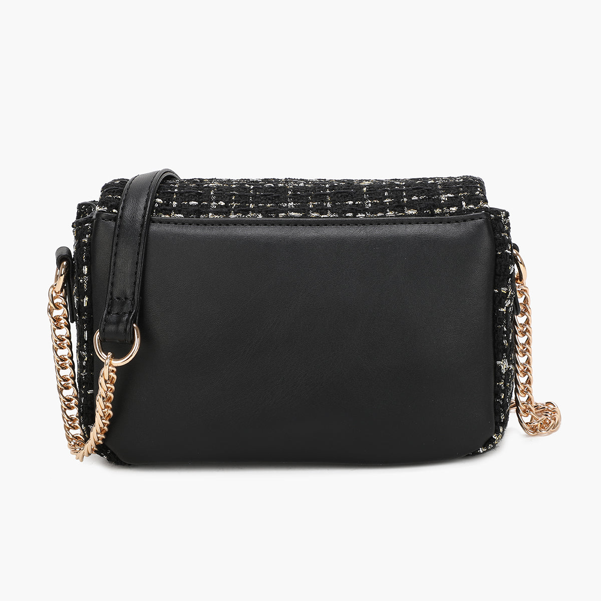 Sac à bandoulière effet tweed noir