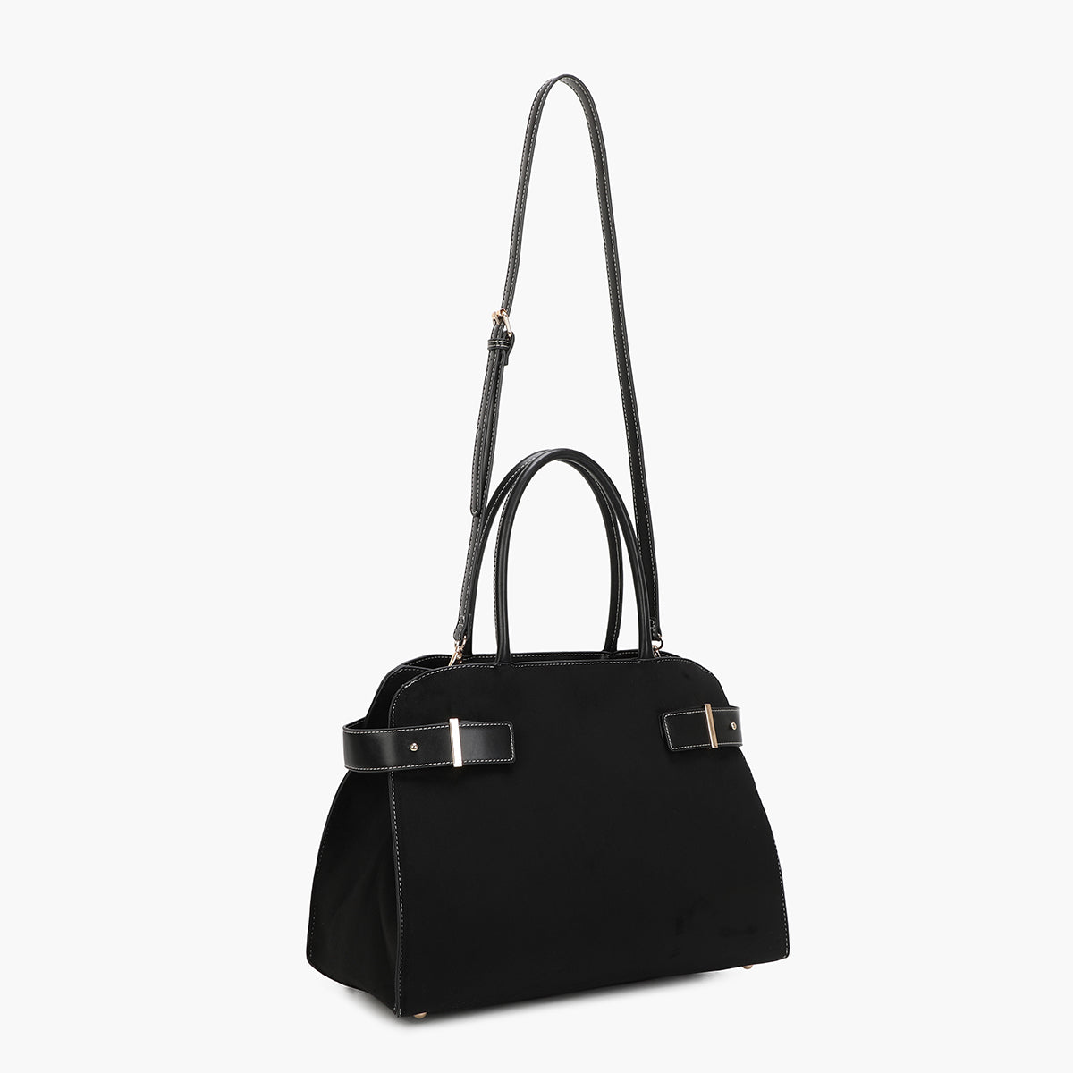 Grand sac trapèze effet suédé noir