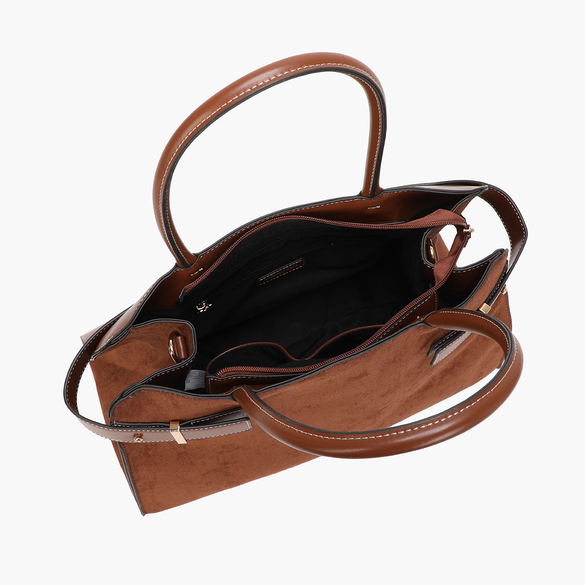 Grand sac trapèze effet suédé marron