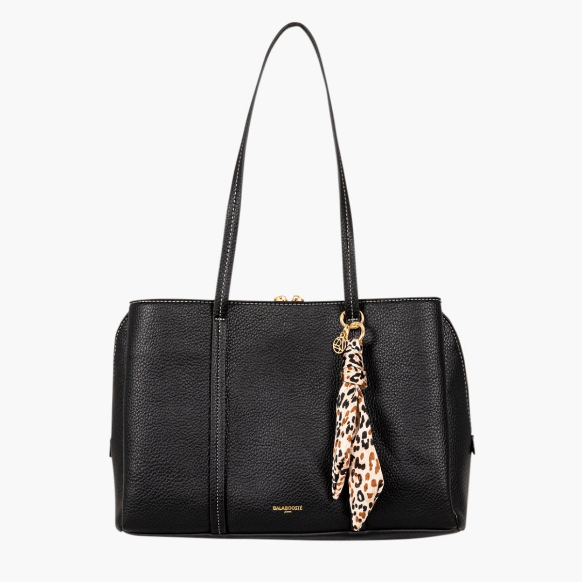 Grand sac effet grainé noir avec grigri foulard