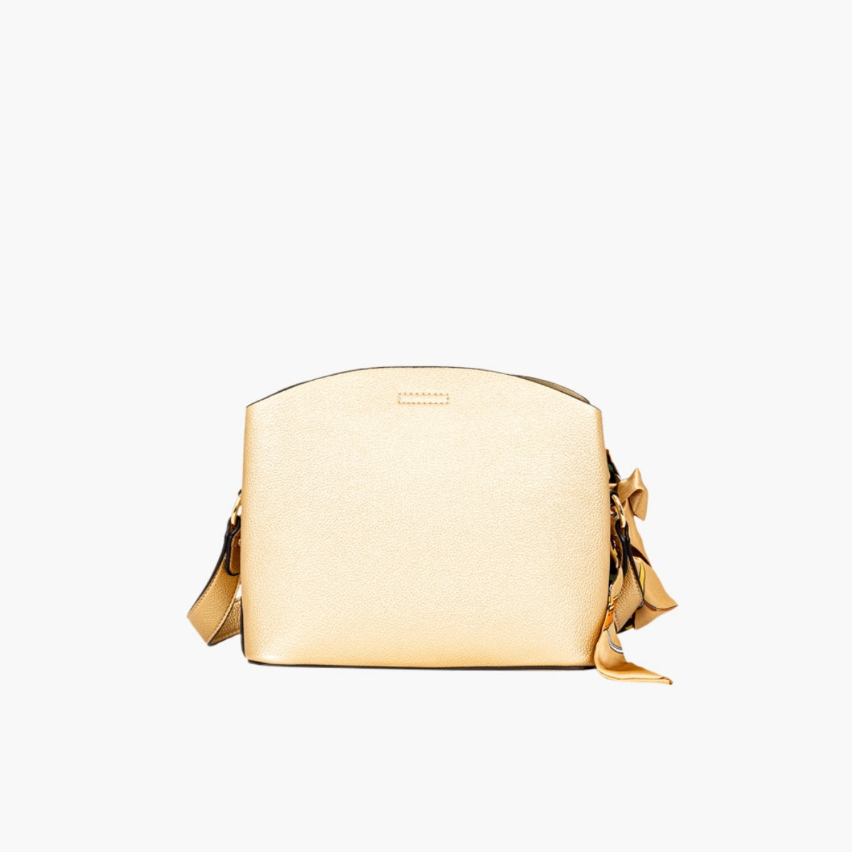 Sac à bandoulière effet grainé doré avec foulard