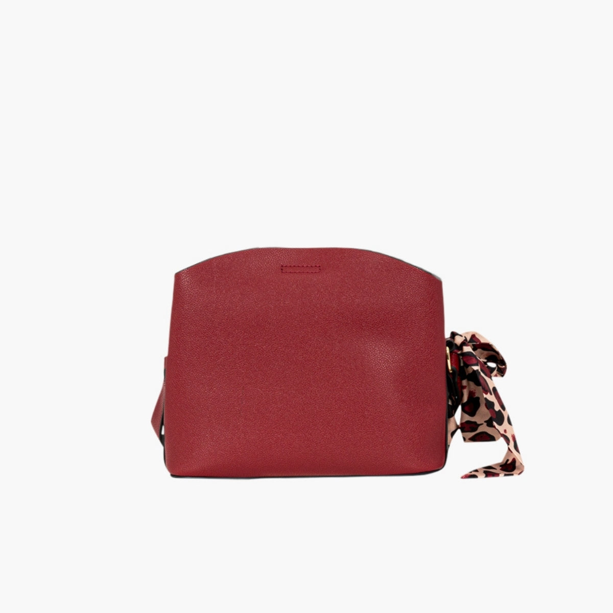 Sac à bandoulière effet grainé bordeaux avec foulard