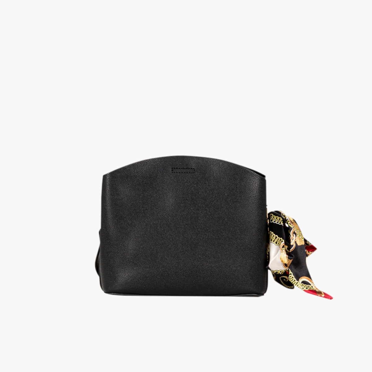 Sac à bandoulière effet grainé noir avec foulard