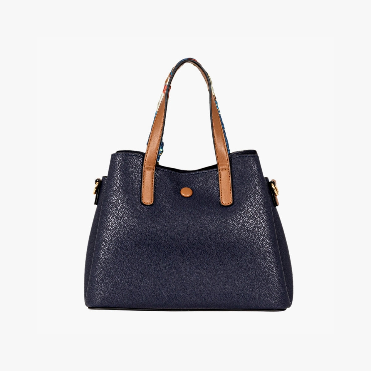 Sac à main effet grainé bleu marine avec foulard