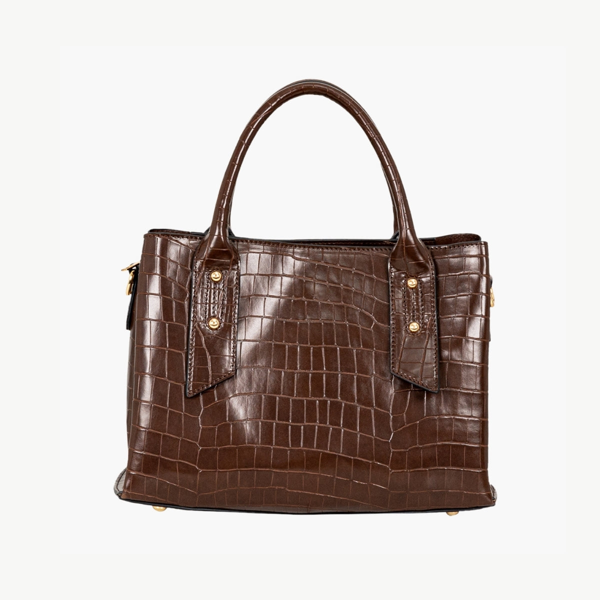 Sac porté main effet croco marron