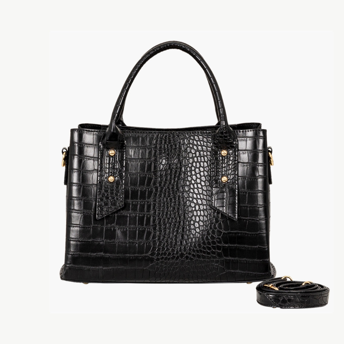 Sac porté main effet croco noir