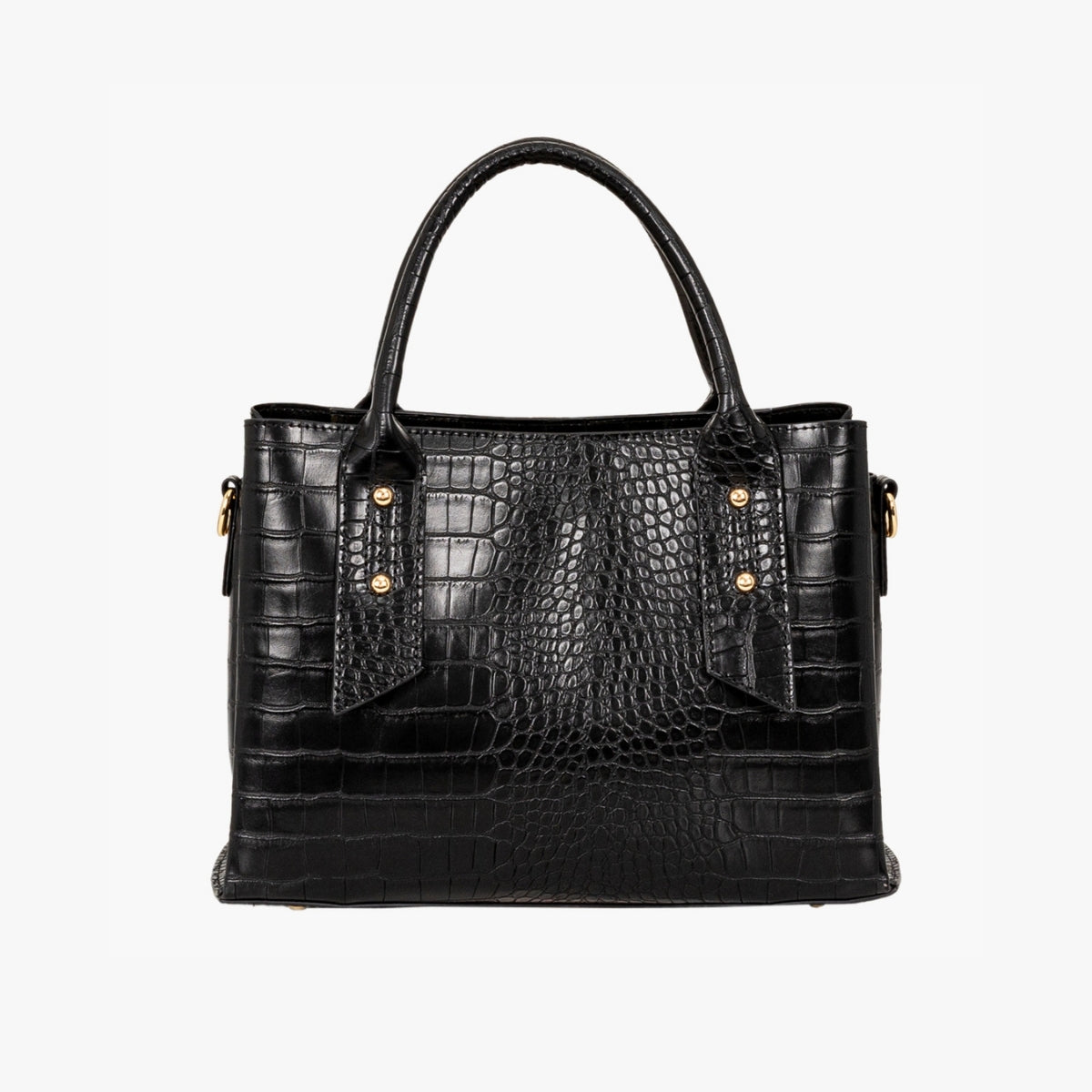 Sac porté main effet croco noir