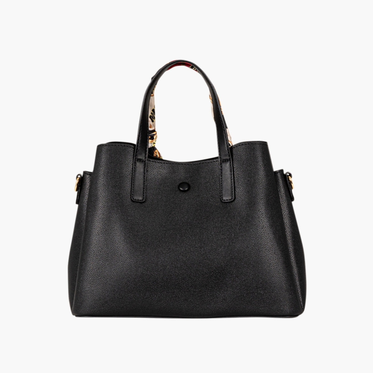 Grand sac à main effet grainé noir avec foulard